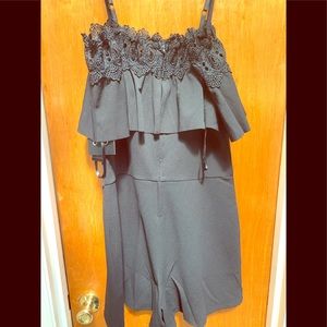 Black lace top romper